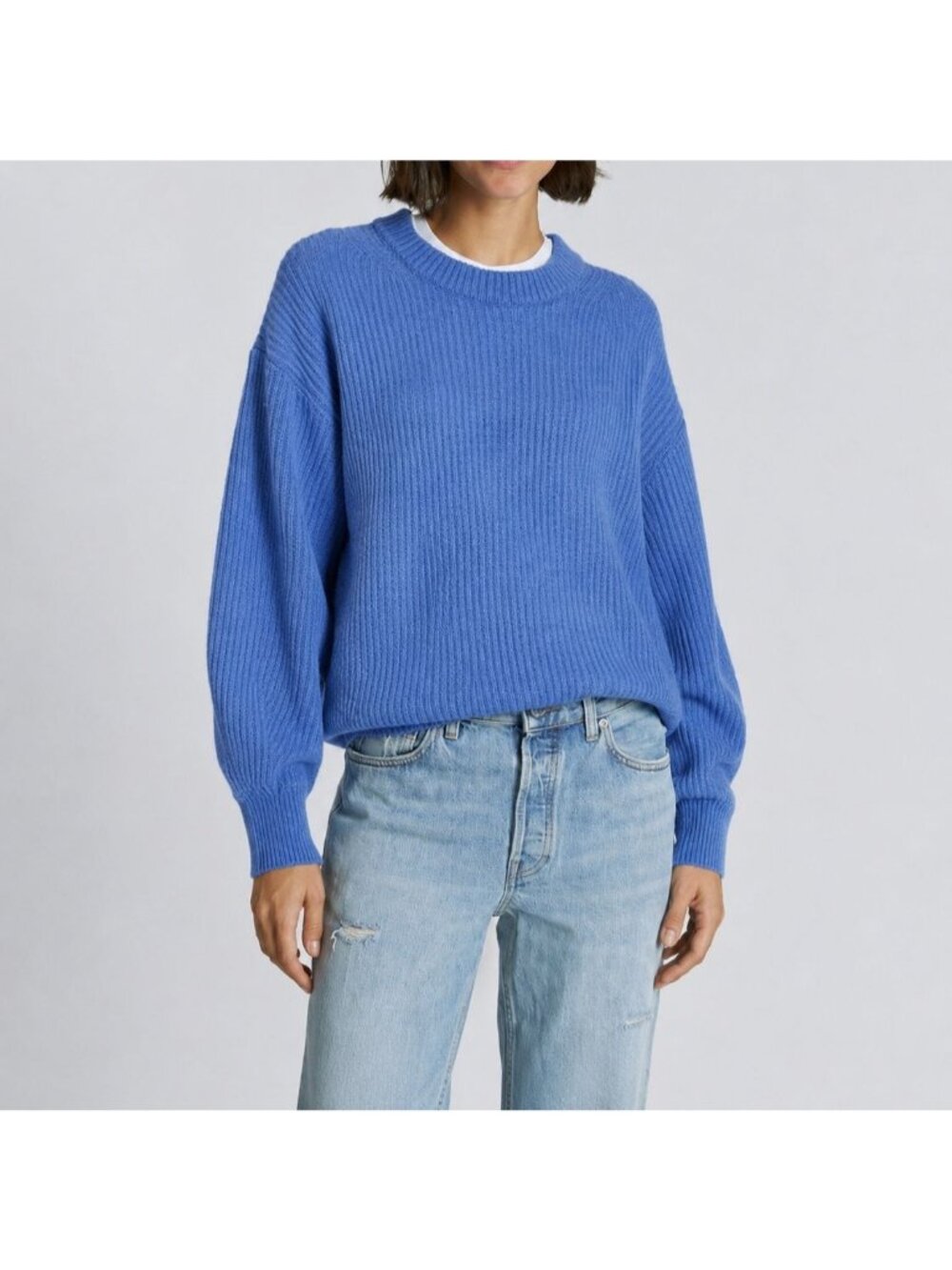Everlane Womens Crewneck Alpaca Blend Blue Knit Sweater XS